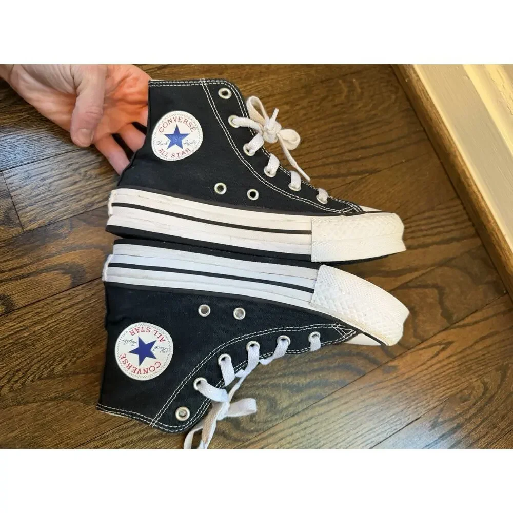 Converse Chuck Taylor All Star High Top Sneakers Wedge Black Sz 1.5 Youth Unisex